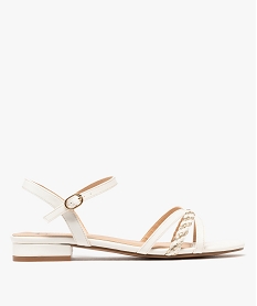 GEMO Sandales à fines brides et tresse dorée femme blanc standard