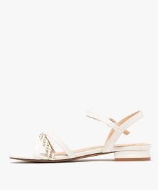 sandales a fines brides et tresse doree femme blanc standard sandales plates et nu-piedsG920201_3
