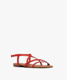 sandales plates unies a fines brides femme rouge standard sandales plates et nu-piedsG921401_2