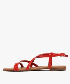 sandales plates unies a fines brides femme rouge standard sandales plates et nu-piedsG921401_3