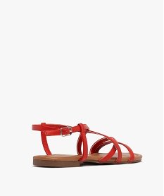 sandales plates unies a fines brides femme rouge standard sandales plates et nu-piedsG921401_4