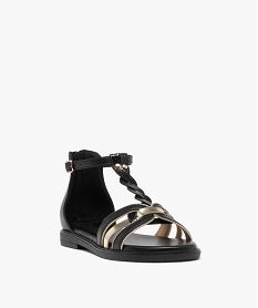 sandales multibrides a talon ferme femme noir standard sandales plates et nu-piedsG924401_2