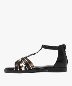 sandales multibrides a talon ferme femme noir standard sandales plates et nu-piedsG924401_3
