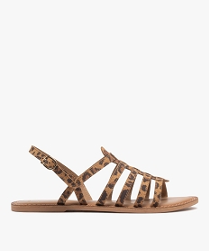 GEMO Sandales multibrides en cuir femme Brun