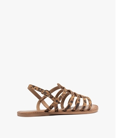 sandales multibrides en cuir femme brun sandales plates et nu-piedsG926101_4