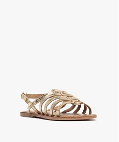 sandales multibrides en cuir femme dore sandales plates et nu-piedsG926501_2