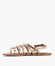 sandales multibrides en cuir femme dore sandales plates et nu-piedsG926501_3