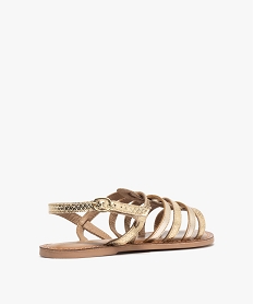 sandales multibrides en cuir femme dore sandales plates et nu-piedsG926501_4