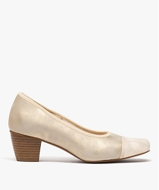 GEMO Escarpins confort à bout carré avec semelle intérieure cuir beige standard