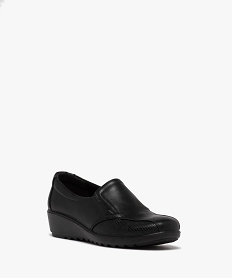 mocassins confort bi-matieres avec semelle compensee femme noir standard mocassinsG930201_2