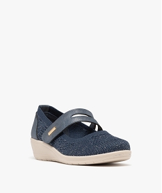 ballerines confort en mesh fermeture scratch femme bleu ballerinesG930401_2
