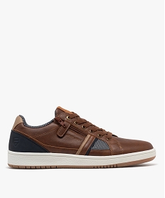 GEMO Baskets basses à lacets au look urbain homme marron vif