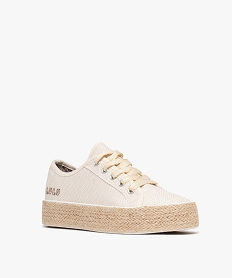 baskets en toile brillante a semelle plateforme en corde femme - lulucastagnette beigeG933301_2