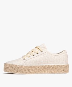 baskets en toile brillante a semelle plateforme en corde femme - lulucastagnette beigeG933301_3