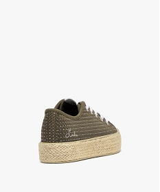 baskets en toile brillante a semelle plateforme en corde femme - lulucastagnette kaki fonceG933501_4