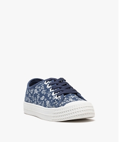 baskets en toile a epaisse semelle et bout recouvert femme bleu chineG933701_2