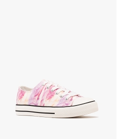 tennis en toile a lacets avec semelle epaisse femme roseG934601_2