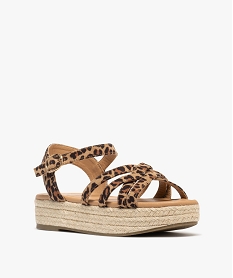 sandales a semelle plateforme motif leopard femme - valentina baldano beige sandales plates et nu-piedsG935301_2