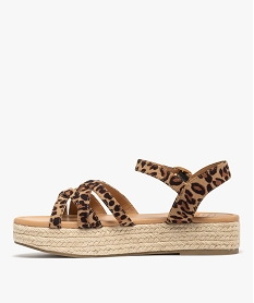 sandales a semelle plateforme motif leopard femme - valentina baldano beige sandales plates et nu-piedsG935301_3