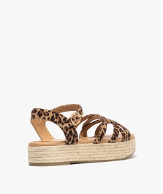 sandales a semelle plateforme motif leopard femme - valentina baldano beige sandales plates et nu-piedsG935301_4