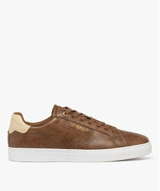 GEMO Baskets basses à lacets avec semelle contrastante homme - Lee Cooper marron fonce