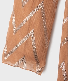 foulard rectangulaire en voile fin a motifs metallises beigeG939201_2