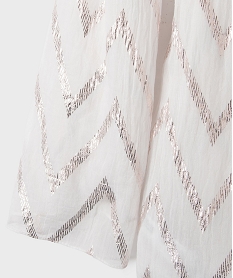 foulard rectangulaire en voile fin a motifs metallises blanc standardG939701_2
