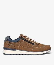 GEMO Baskets casual à lacets et zip homme marron fonce
