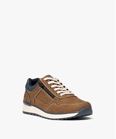 baskets casual a lacets et zip homme marron fonceG939801_2