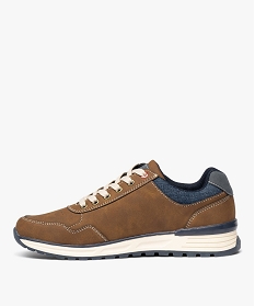 baskets casual a lacets et zip homme marron fonceG939801_3