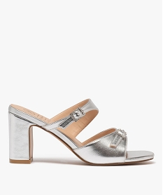GEMO Mules à talon métallisées femme argente