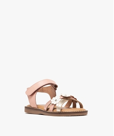 sandales en cuir a brides croisees et fermeture a scratch fille - taneo roseG947901_2