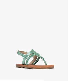 sandales plates a tresses et entredoigts fille vert standardG948501_2