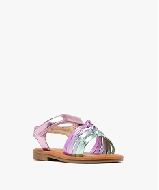 sandales a brides metallisees et fermeture scratch fille roseG949501_2
