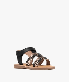 sandales en cuir a larges brides tressees fille - taneo noir standardG949901_2