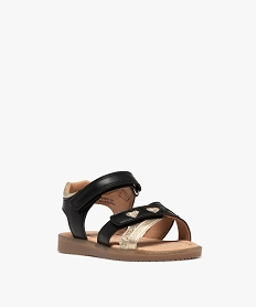 sandales a brides croisees et paillettes fille noir standardG950301_2