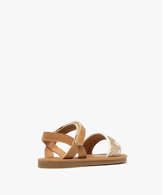 sandales a bride pailletee et fleurie ajustables par scratch fille brunG950501_4