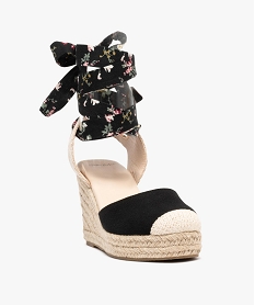 sandales a talon compense a brides foulard femme noir standard sandales a talonG951501_2