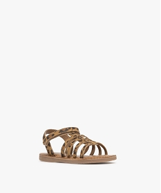 sandales en cuir imprime leopard avec bride scratch fille marron fonceG952101_2