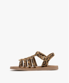 sandales en cuir imprime leopard avec bride scratch fille marron fonceG952101_3