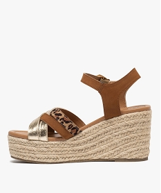 sandales a talon compense en corde et brides croisees femme brun sandales a talonG953501_3