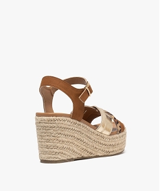 sandales a talon compense en corde et brides croisees femme brun sandales a talonG953501_4