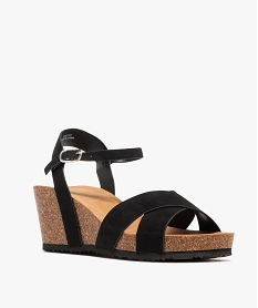 sandales a talon compense et larges brides croisees femme noir standard sandales a talonG954901_2