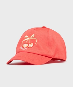 GEMO Casquette en coton brodée cerises bébé fille orange standard