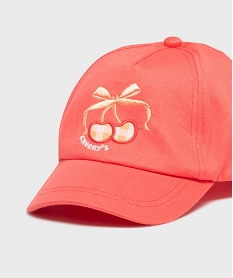 casquette en coton brodee cerises bebe fille orange standardG955801_2