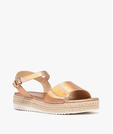 sandales metallisees a epaisse semelle de corde crantee femme rose vifG961401_2