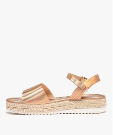 sandales metallisees a epaisse semelle de corde crantee femme rose vifG961401_3
