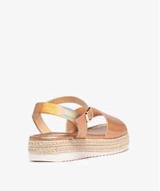 sandales metallisees a epaisse semelle de corde crantee femme rose vifG961401_4