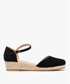 GEMO Chaussures en suédine à talon compensé en corde femme noir standard