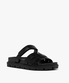 sandales mule a semelle crantee fermeture scratch femme - 5 miles noir standard sandales plates et nu-piedsG970501_2